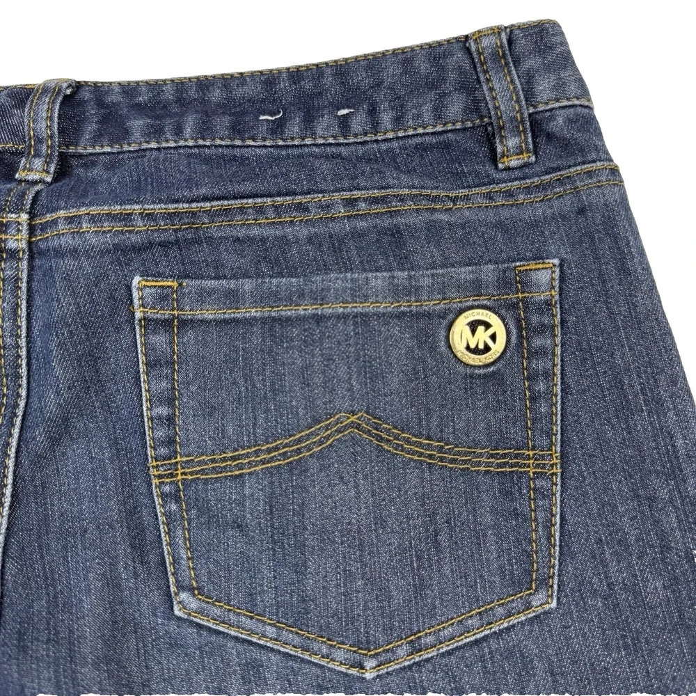 MK Michael Kors Jeans Women's Size 8 Mid Rise Ankle Crop Stretch‎ Dark Wash Blue